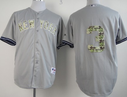 New York Yankees #3 Babe Ruth Gray With Camo Jersey 