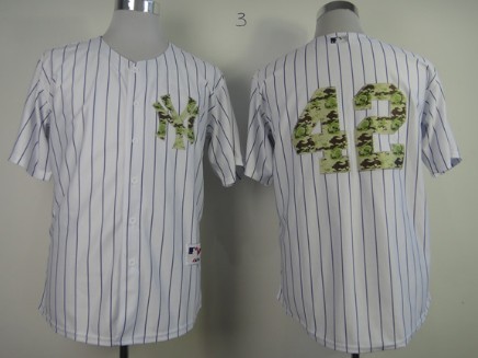 New York Yankees #42 Mariano Rivera White With Camo Jersey 