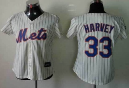 New York Mets #33 Matt Harvey Cream Womens Jersey