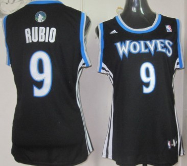 Minnesota Timberwolves #9 Ricky Rubio Black Womens Jersey 