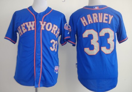 New York Mets #33 Matt Harvey Blue With Gray Jersey 