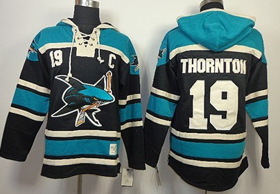 Old Time Hockey San Jose Sharks #19 Joe Thornton Black Hoodie