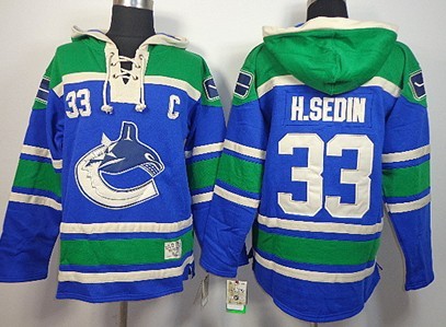 Old Time Hockey Vancouver Canucks #33 Henrik Sedin Blue Hoodie