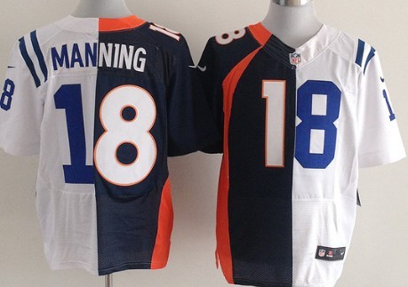 Nike Indianapolis Colts&Denver Broncos #18 Peyton Manning Blue/White Two Tone Elite Jersey