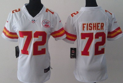 Nike Kansas City Chiefs #72 Eric Fisher White Game Womens Jersey