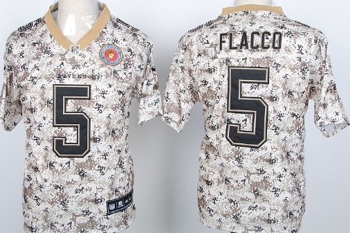 Nike Baltimore Ravens #5 Joe Flacco 2013 USMC Camo Elite Jersey