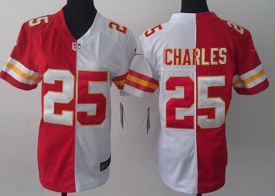 Nike Kansas City Chiefs #25 Jamaal Charles Red/White Two Tone Womens Jersey