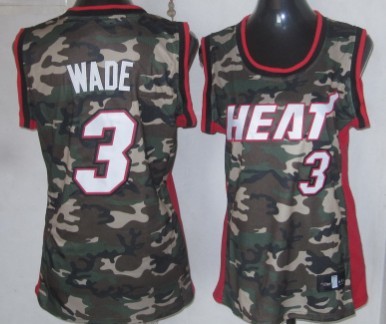 Miami Heat #3 Dwyane Wade Camo Fashion Womens Jersey 