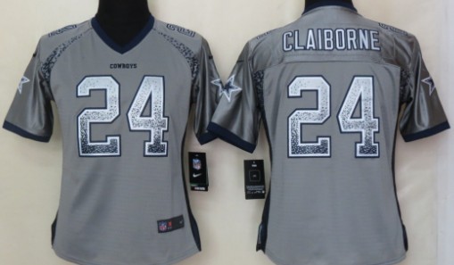 Nike Dallas Cowboys #24 Morris Claiborne Drift Fashion Gray Womens Jersey 