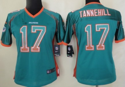 Nike Miami Dolphins #17 Ryan Tannehill Drift Fashion Green Womens Jersey 