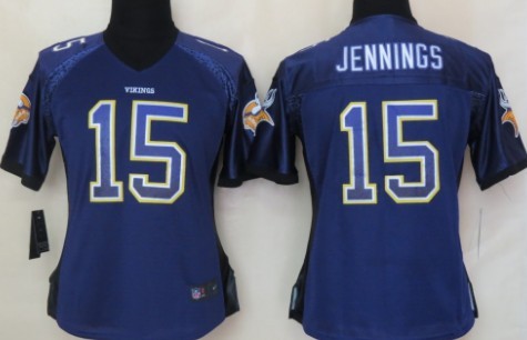 Nike Minnesota Vikings #15 Greg Jennings Drift Fashion Purple Womens Jersey 