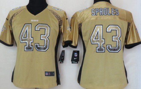 Nike New Orleans Saints #43 Darren Sproles Drift Fashion Gold Womens Jersey 