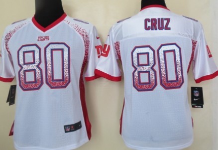 Nike New York Giants #80 Victor Cruz Drift Fashion White Womens Jersey 