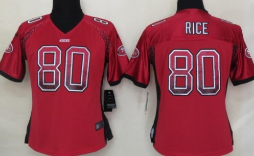 Nike San Francisco 49ers #80 Jerry Rice Drift Fashion Red Womens Jersey 