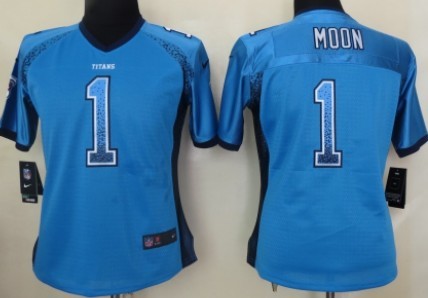 Nike Tennessee Titans #1 Warren Moon Drift Fashion Blue Elite Womens  Jersey 