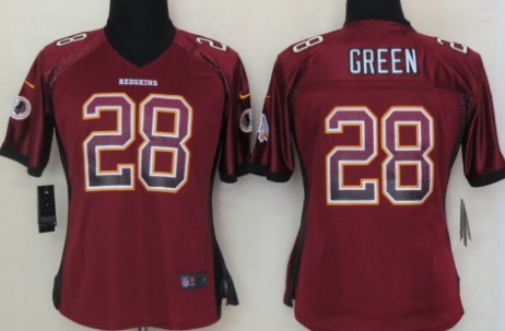 Nike Washington Redskins #28 Darrell Green Drift Fashion Red Womens Jersey 