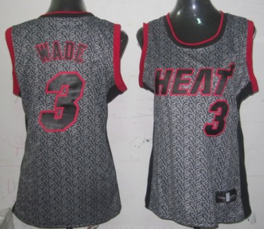 Miami Heat #3 Dwyane Wade Gray Static Fashion Womens Jersey