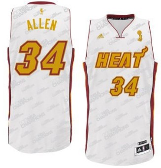 Miami Heat #34 Ray Allen Revolution 30 Swingman White With Gold Jersey