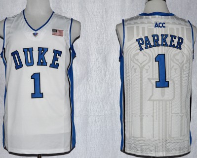 Duke Blue Devils #1 Jabari Parker White Jersey