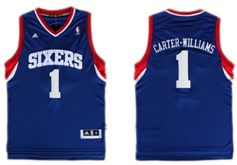 Philadelphia 76ers #1 Michael Carter -Williams Revolution 30 Swingman Blue Jersey 