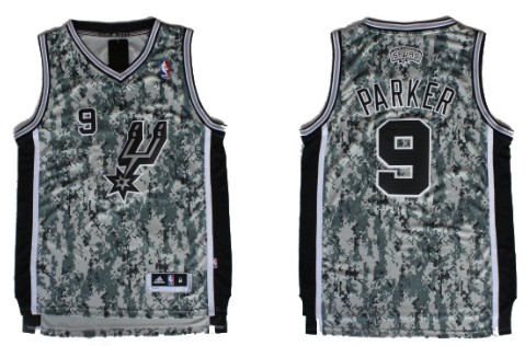 San Antonio Spurs #9 Tony Parker Revolution 30 Swingman Camo Jersey 