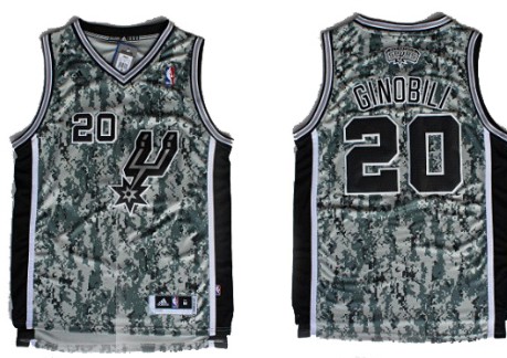 San Antonio Spurs #20 Manu Ginobili Revolution 30 Swingman Camo Jersey 