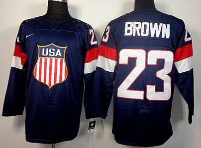 2014 Olympics USA #23 Dustin Brown Navy Blue Jersey 