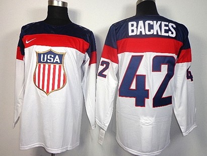 2014 Olympics USA #42 David Backes White Jersey 