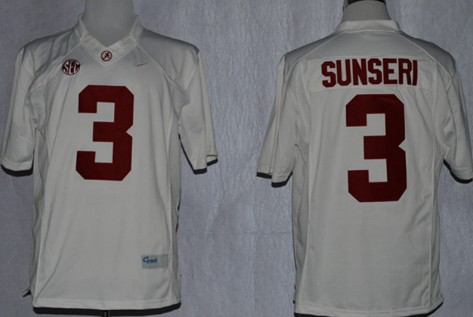 Alabama Crimson Tide #3 Vinnie Sunseri 2014 White Jersey 