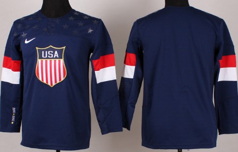 2014 Olympics USA Blank Navy Blue Kids Jersey 