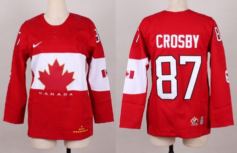 2014 Olympics Canada #87 Sidney Crosby Red Womens Jersey