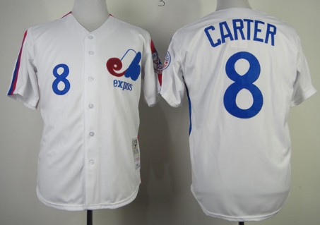 Montreal Expos #8 Gray Carter 1982 White Throwback Jersey 