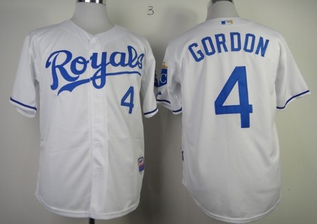 Kansas City Royals #4 Alex Gordon White Jersey