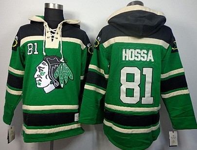 Old Time Hockey Chicago Blackhawks #81 Marian Hossa Green Hoodie