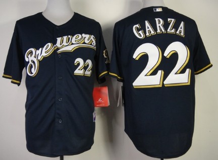 Milwaukee Brewers #22 Matt Garza Navy Blue Jersey 