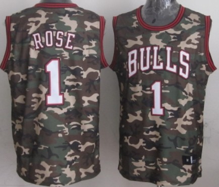 Chicago Bulls #1 Derrick Rose Camo Fashion Jersey