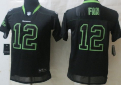 Nike Seattle Seahawks #12 Fan Lights Out Black Kids Jersey 