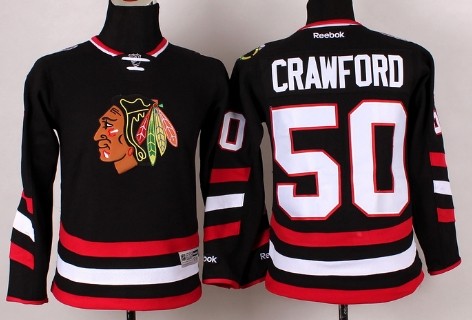 Chicago Blackhawks #50 Corey Crawford 2014 Stadium Series Black Kids Jersey 