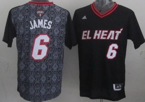 Miami Heat #6 LeBron James Revolution 30 Swingman 2014 Noche Latina Black Jersey 