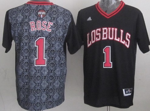 Chicago Bulls #1 Derrick Rose Revolution 30 Swingman 2014 Noche Latina Black Jersey 