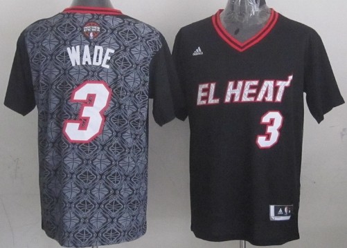 Miami Heat #3 Dwyane Wade Revolution 30 Swingman 2014 Noche Latina Black Jersey 