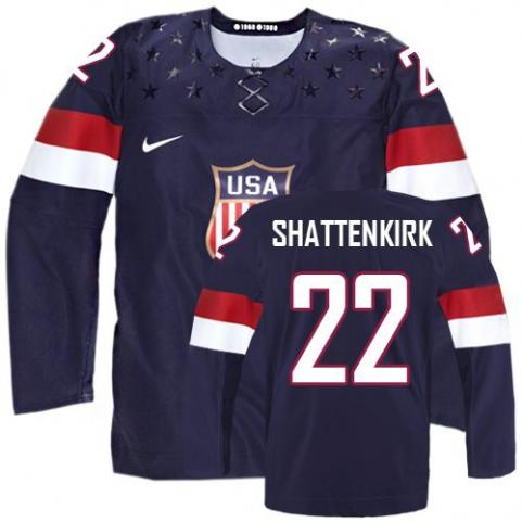 2014 Olympics USA #22 Kevin Shattenkirk Navy Blue Jersey