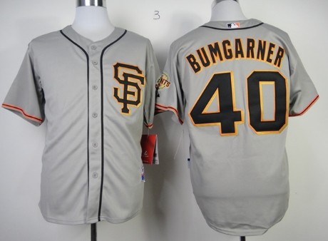 San Francisco Giants #40 Madison Bumgarner Gray SF Edition Jersey 