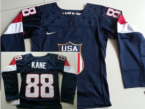 2014 Olympics USA #88 Patrick Kane Navy Blue Womens Jersey 