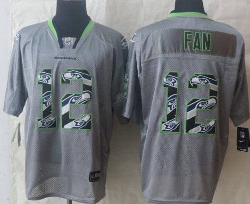 Nike Seattle Seahawks #12 Fan Lights Out Gray Ornamented Elite Jersey 