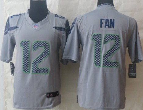 Nike Seattle Seahawks #12 Fan Gray Limited Jersey 