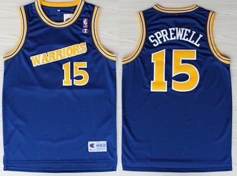 Golden State Warriors #15 Latrell Sprewell 1988-89 Blue Swingman Throwback Jersey 