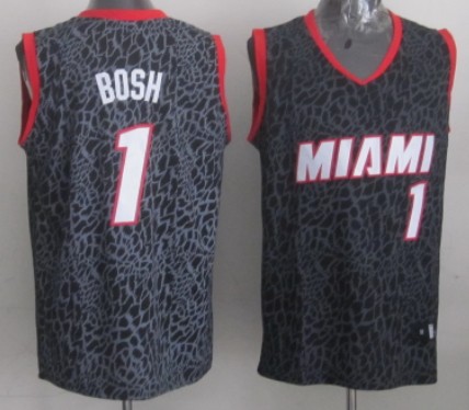 Miami Heat #1 Chris Bosh Black Leopard Print Fashion Jersey