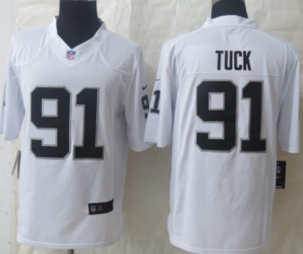 Nike Oakland Raiders #91 Justin Tuck White Limited Jersey 