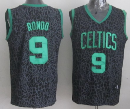 Boston Celtics #9 Rajon Rondo Black Leopard Print Fashion Jersey